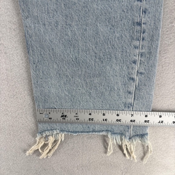 Nuuds Curvy Straight Jeans Womens 29 Blue High Rise Distressed Denim Raw Hem - Picture 12 of 15